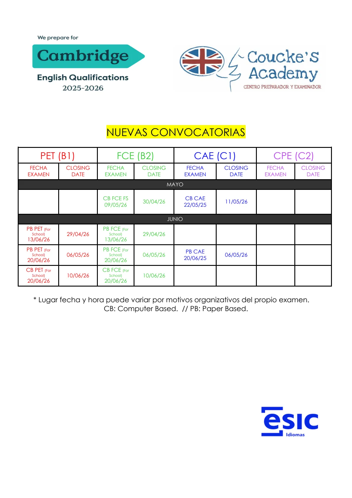 CAMB MAY - JUN 2026 NUEVAS FECHAS